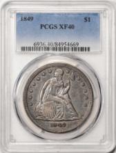 1849 $1 Seated Liberty Silver Dollar Coin PCGS XF40