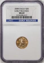 2008 $5 American Gold Eagle Coin NGC MS69 Early Releases