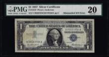 1957 $1 Silver Certificate Note Mismatched Serial Number Error Fr.1619 PMG Very Fine 20