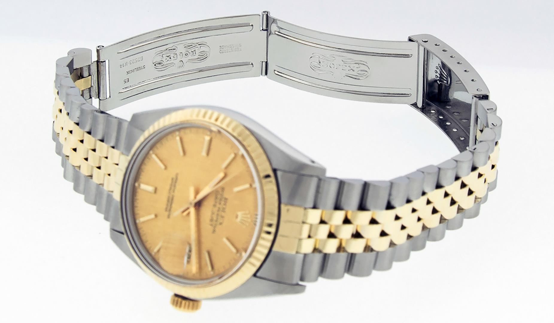 Rolex Men's Two Tone Champagne Linen Datejust Wristwatch