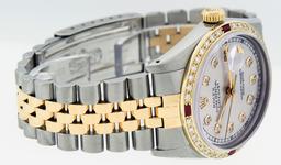 Rolex Mens Two Tone Ruby and Diamond Datejust Wristwatch