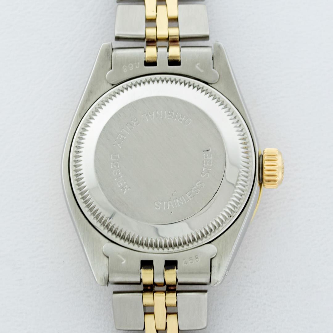 Rolex Ladies Two Tone Champagne Roman Diamond Date Wristwatch