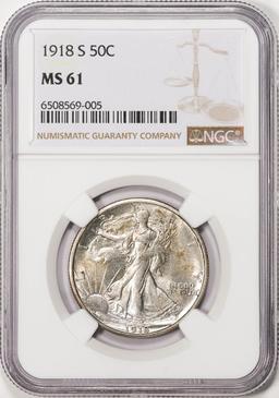 1918-S Walking Liberty Half Dollar Coin NGC MS61