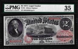 1874 $2 Legal Tender Note Fr.43 PMG Choice Very Fine 35