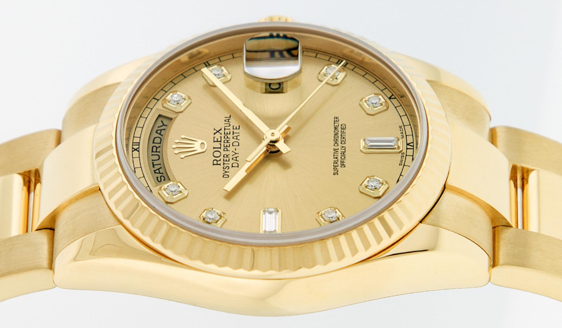 Rolex Men's 18K Yellow Gold Champagne Diamond Day Date President Wristwatch