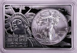2021 Type 1 $1 American Silver Eagle Coin & 2oz Silver Bar Set
