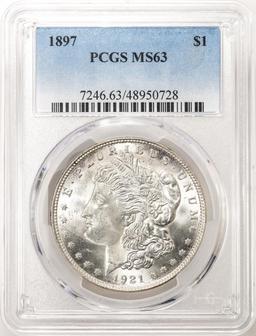 1897 $1 Morgan Silver Dollar Coin PCGS MS63