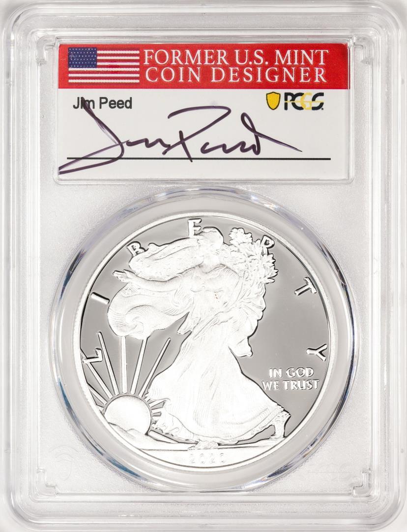 2020-W $1 Proof American Silver Eagle Coin PCGS PR70DCAM FDOI Jim Peed Signed