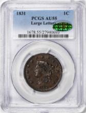 1831 Large Letters Coronet Head Large Cent Coin NGC AU55 CAC