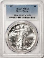 1991 $1 American Silver Eagle Coin PCGS MS69