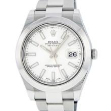 Rolex Men's Stainless Steel White Index Datejust 2 Wristwatch
