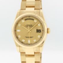 Rolex Men's 18K Yellow Gold Champagne Diamond Day Date President Wristwatch