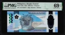 2022 Philippines Central Bank 1000 Piso Note P230a PMG Superb Gem Uncirculated 69EPQ