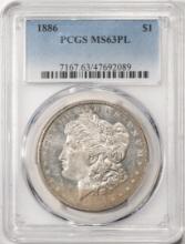 1886 $1 Morgan Silver Dollar Coin PCGS MS63PL