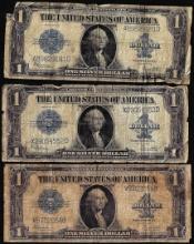 Lot of (3) 1923 $1 Silver Certificate Notes