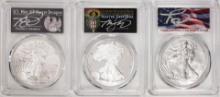 Set of (3) 2020 $1 American Silver Eagle Coins PCGS MS70/SP70/PR70 FDOI Cleveland Sig