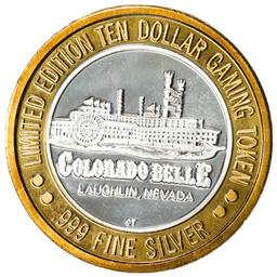 .999 Silver Colorado Belle Laughlin, Nevada $10 Casino Limited Edition Gaming Token