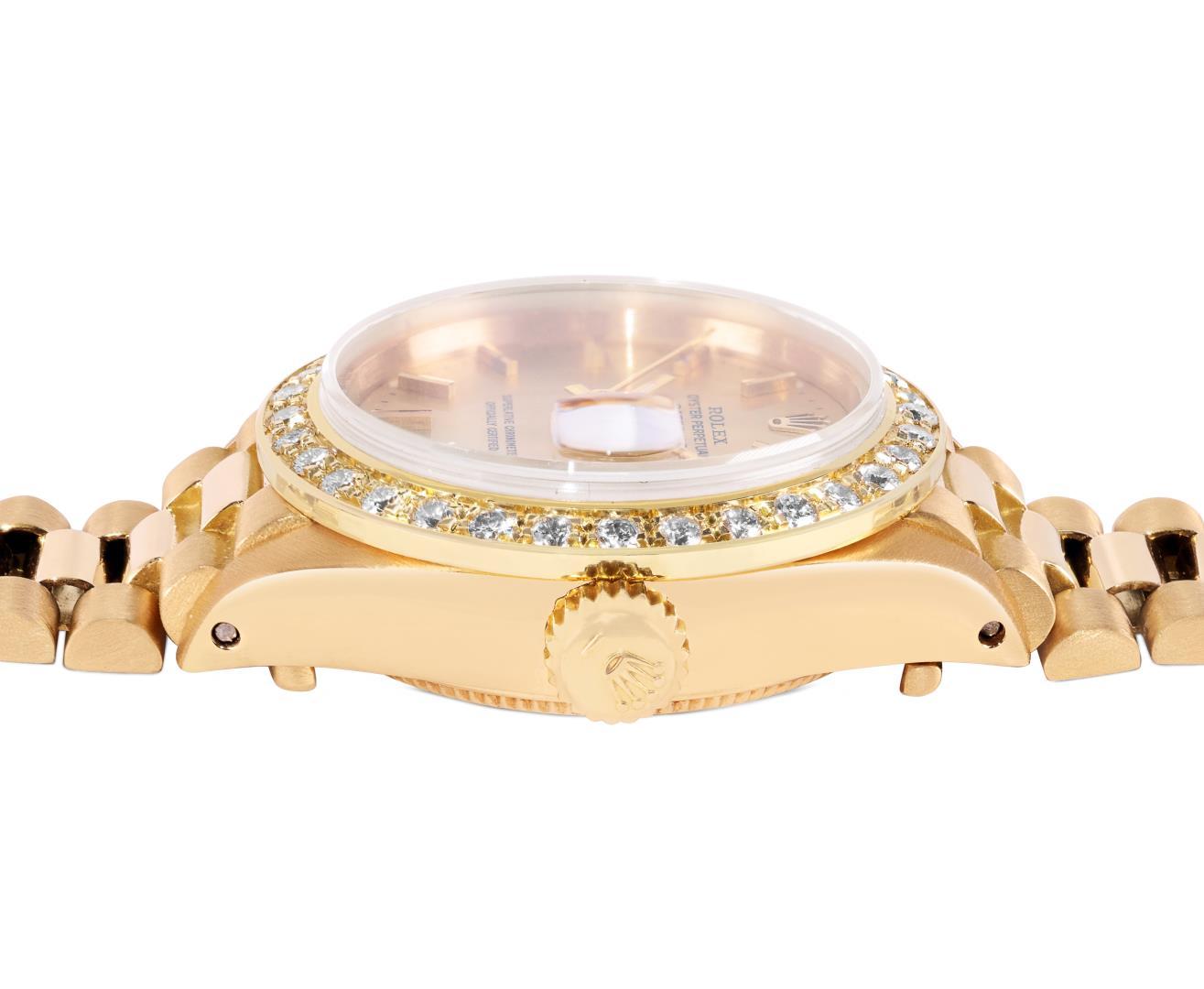 Rolex Ladies 18K Yellow Gold Diamond President Wristwatch