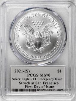 2021-(S) Ty. 1 $1 American Silver Eagle Coin PCGS MS70 Cleveland Signature FDOI