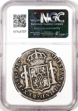 1792PTS PR Bolivia 8 Reales Silver Coin NGC Fine Details Chopmarked