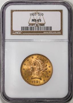 1901 $10 Liberty Head Eagle Gold Coin NGC MS65