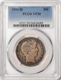 1911-D Barber Half Dollar Coin PCGS VF20