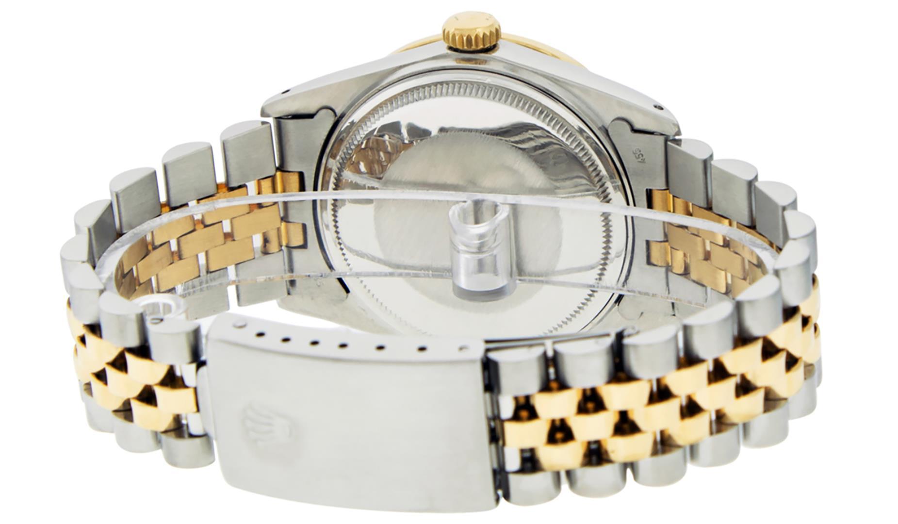Rolex Mens Two Tone White Roman Diamond Datejust Wristwatch