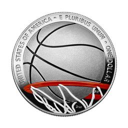 2020 $1 Proof Basketball HOF Colorized Commemorative Silver Dollar Coin w/ COA & Box