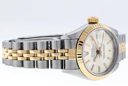 Rolex Ladies Two Tone White Index Datejust Wristwatch