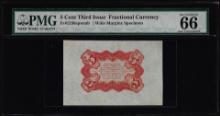 Third Issue Five Cents Specimen Fractional Note Fr.1236sp PMG Gem Uncirculated 66EPQ
