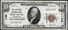1929 $10 National Bank Deep River, Connecticut CH# 1139 National Currency Note