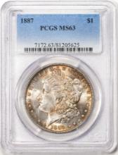 1887 $1 Morgan Silver Dollar Coin PCGS MS63 Nice Toning