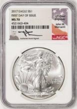 2017 $1 American Silver Eagle Coin NGC MS70 First Day of Issue Mercanti Signature