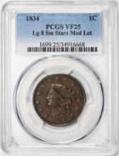 1834 Large 8 Small Stars Medium Letters Coronet Head Large Cent Coin PCGS VF25