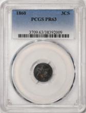 1860 Proof Three Cent Silver Coin PCGS PR63