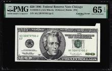 1996 $20 Federal Reserve Cutting Error Note Fr.2084-G PMG Gem Uncirculated 65EPQ