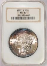 1882-S $1 Morgan Silver Dollar Coin NGC MS67 Old Fatty Holder Amazing Toning