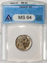 1926-D Buffalo Nickel Coin ANACS MS64
