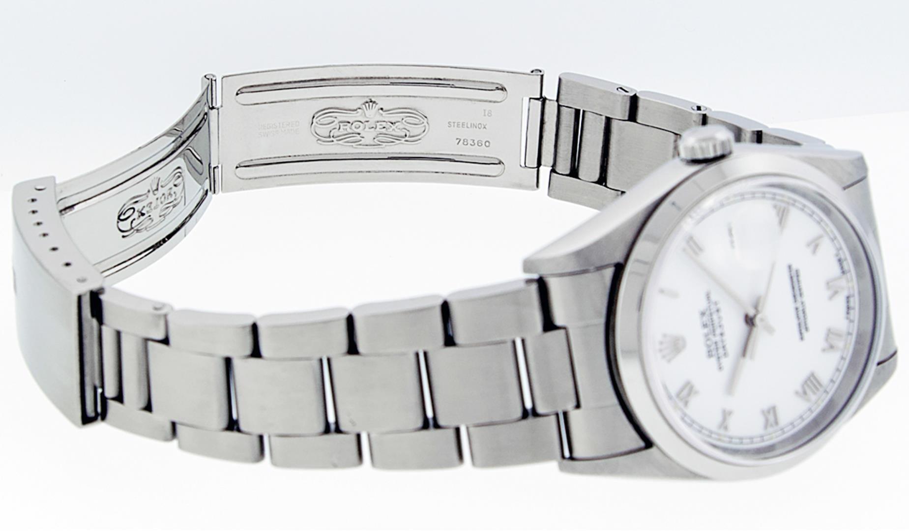 Rolex Men's Stainless Steel White Roman Datejust Wristwatch