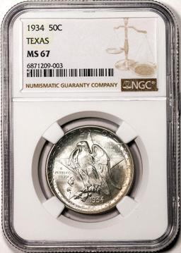 1934 Texas Commemorative Half Dollar Coin NGC MS67