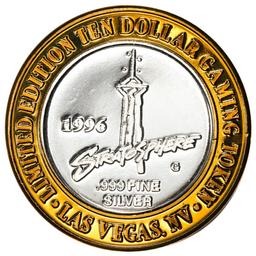.999 Fine Silver Stratosphere Las Vegas, Nevada $10 Limited Edition Gaming Token