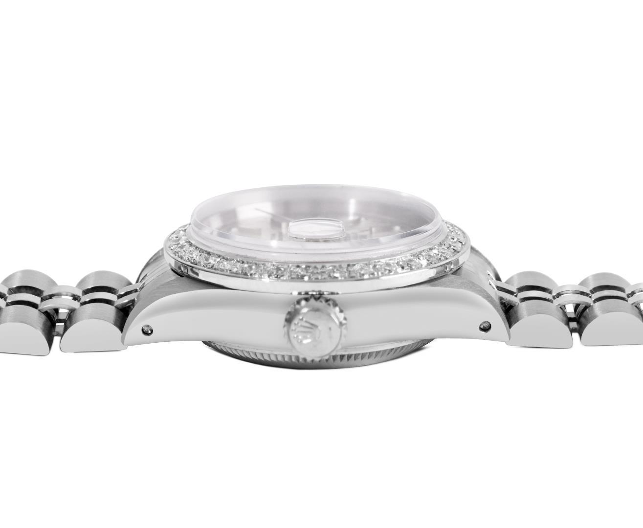 Rolex Ladies Stainless Steel Diamond Datejust Wristwatch With Rolex Box