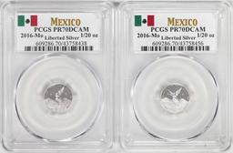 Lot of (2) 2016-Mo Mexico Proof 1/20 oz Silver Libertad Coins PCGS PR70DCAM