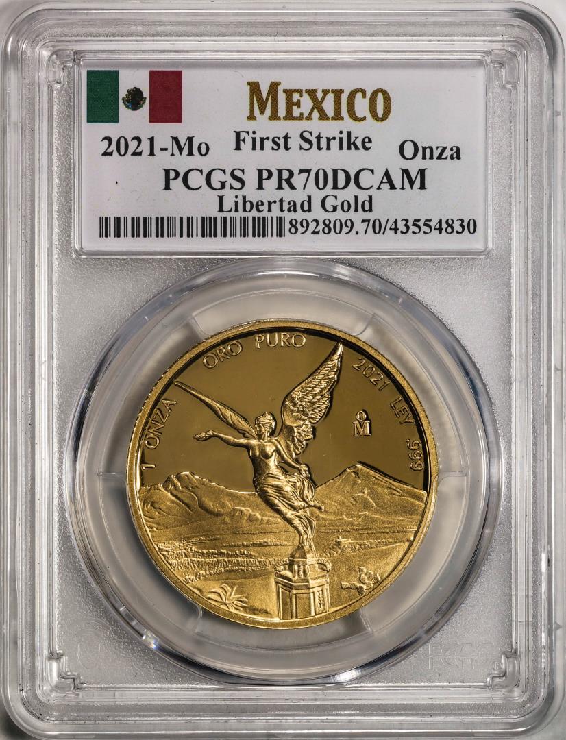 2021-Mo Mexico Proof 1 oz Libertad Gold Coin PCGS PR70DCAM First Strike