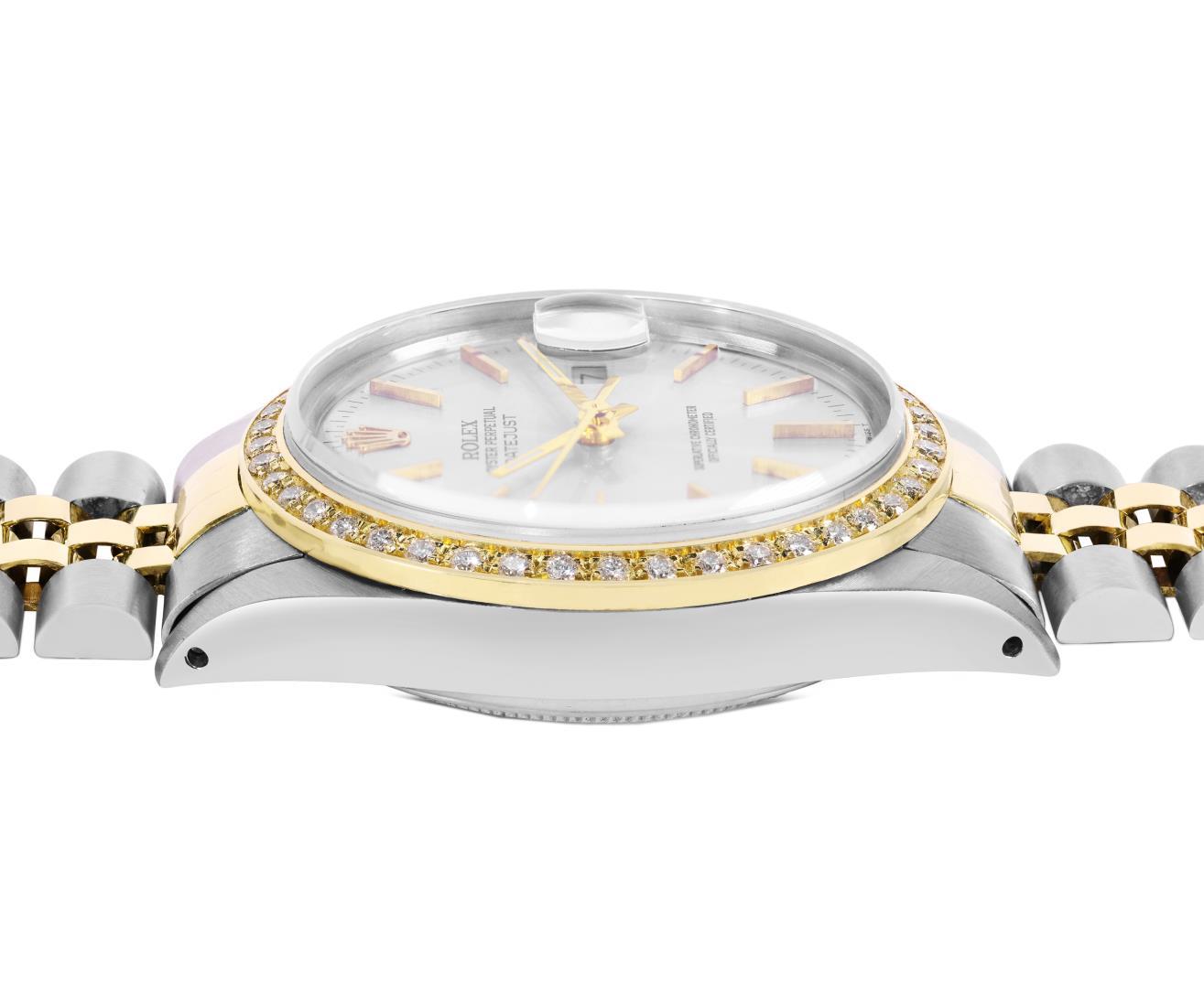 Rolex Mens Two Tone Diamond Datejust Wristwatch With Rolex Box
