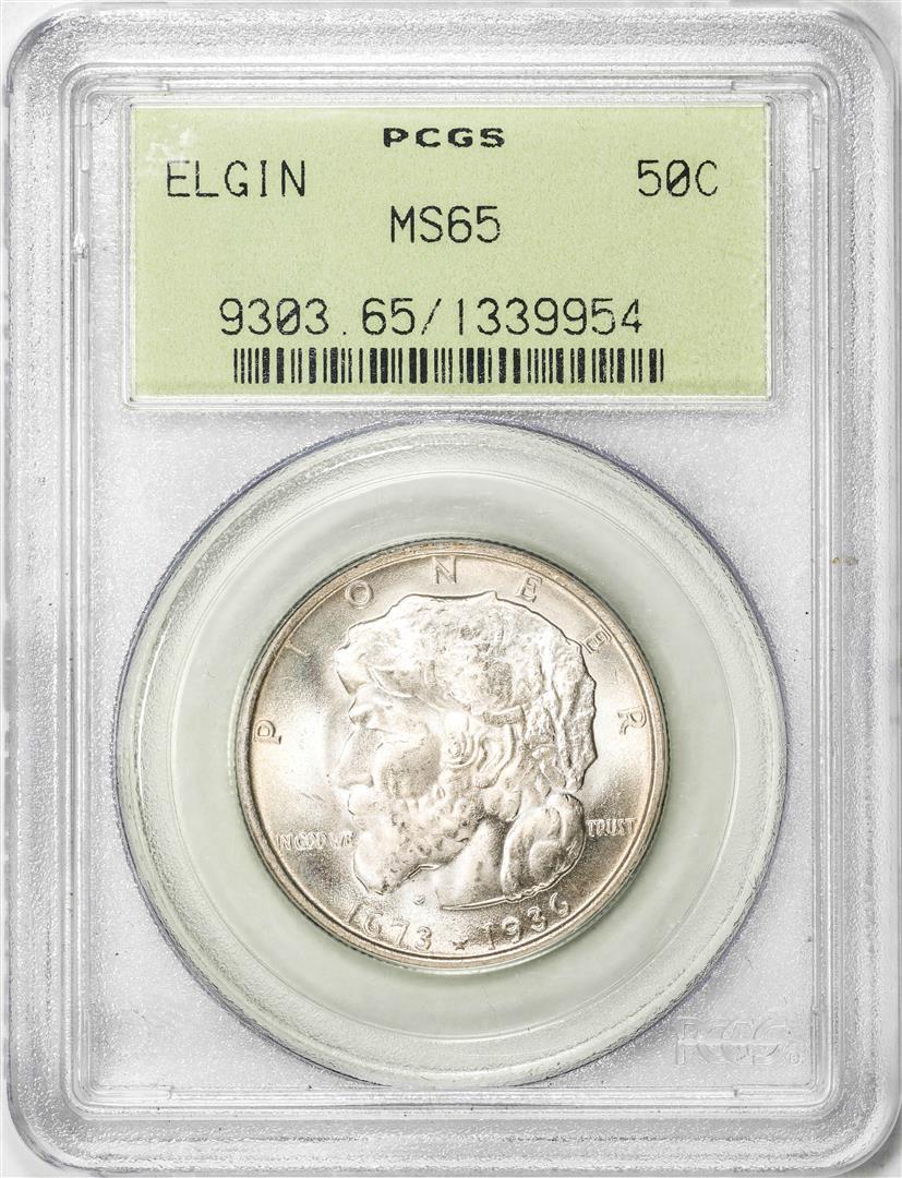 1936 Elgin Commemorative Half Dollar Coin PCGS MS65 Old Green Holder
