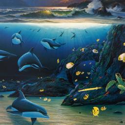 Wyland "Moonlit Waters" Limited Edition Lithograph on Paper