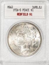 1926-S $1 Peace Silver Dollar Coin Blanchard MS63 Redfield Holder