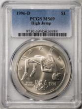 1996-D $1 Olympics High Jump Commemorative Silver Dollar Coin PCGS MS69