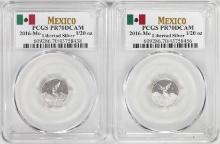 Lot of (2) 2016-Mo Mexico Proof 1/20 oz Silver Libertad Coins PCGS PR70DCAM